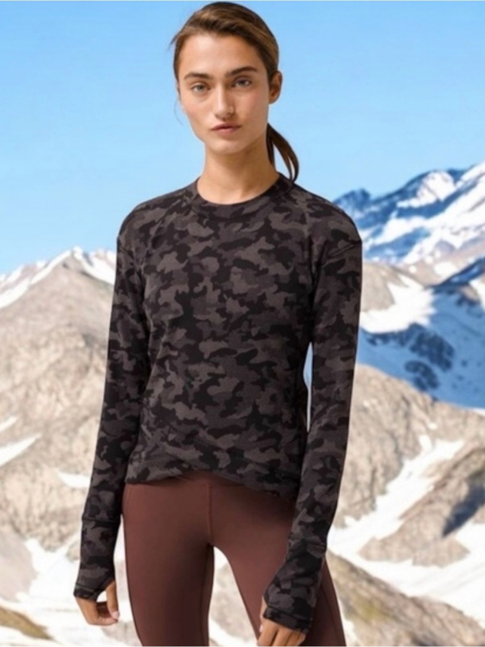 Lululemon Close to Crossing Long Sleeve Heritage Camo Jacquard Black Lunar Rock
